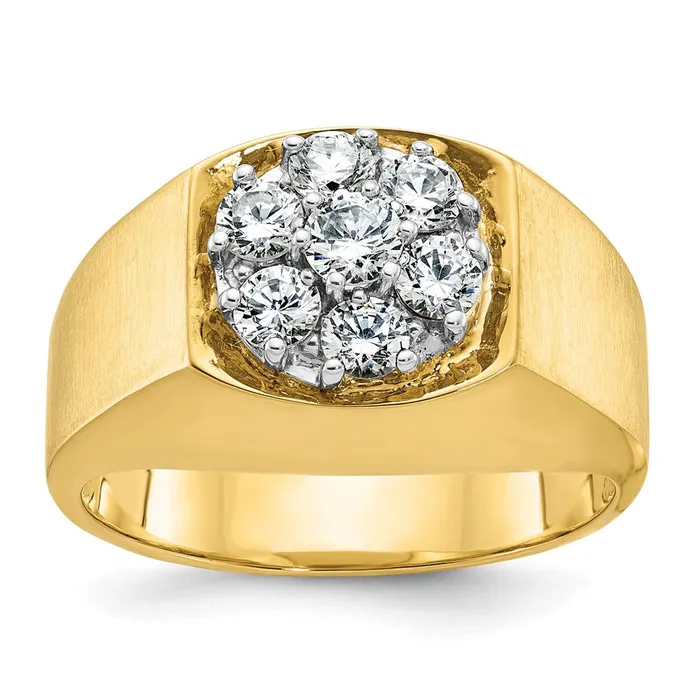 Goldia Rings 14k Twotone Gold Mens Polished and Satin 1 carat Diamond Complete Ring Goldia Rings 14k Twotone Gold Mens Polished and Satin 1 carat Diamond Complete Ring