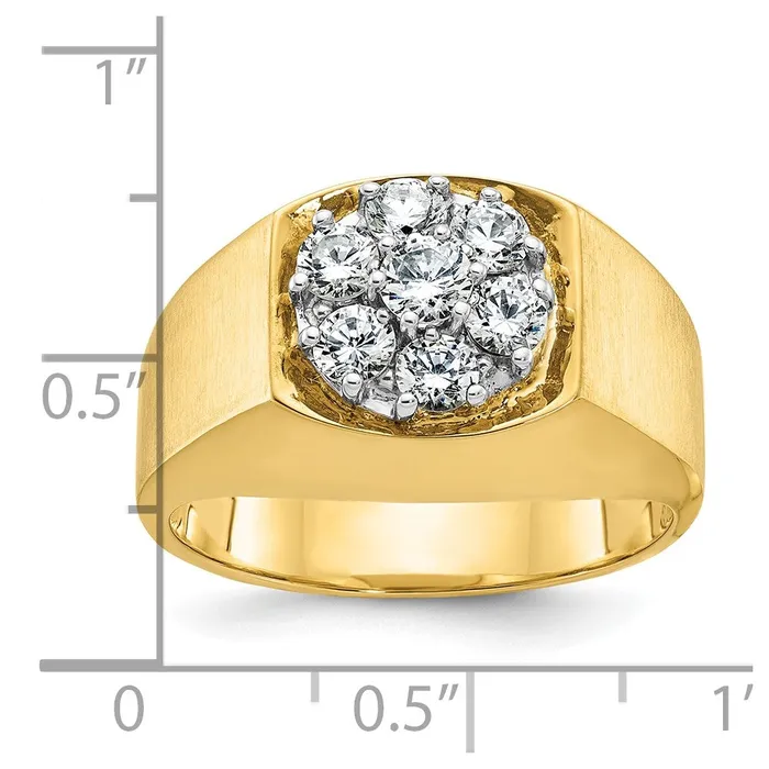 Goldia Rings 14k Twotone Gold Mens Polished and Satin 1 carat Diamond Complete Ring