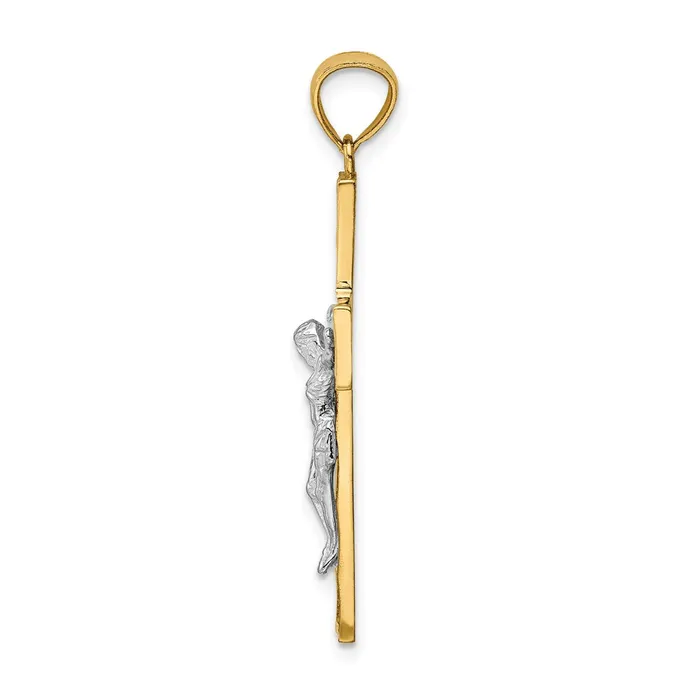 Goldia Rings 14k Twotone Gold Twotone Gold Satin Polished DC Crucifix WVines Pendant
