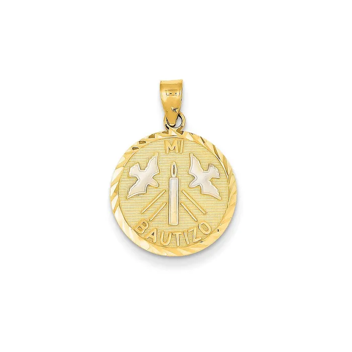 Goldia Rings 14k Twotone Gold wRhodium Mi Bautizo Charm