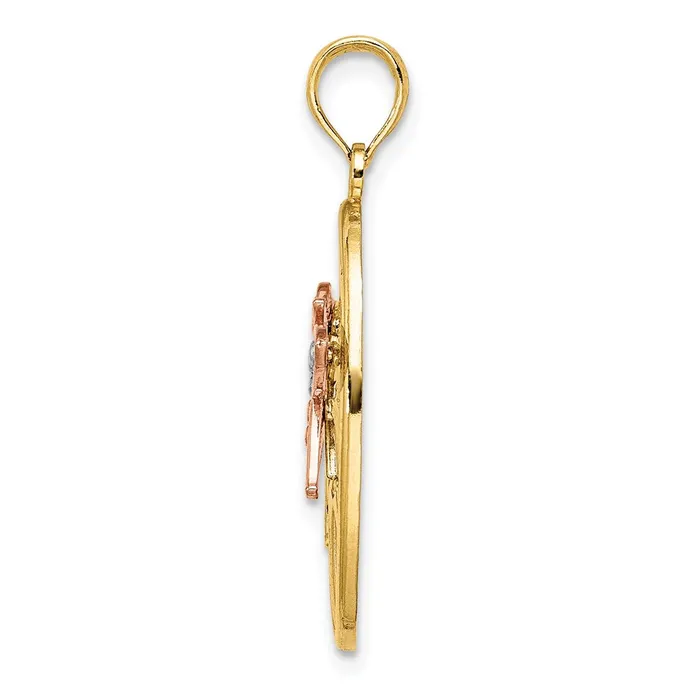 Goldia Rings 14k Twotone Gold with White Rhodium Hummingbird and Flowers In Oval Frame Charm