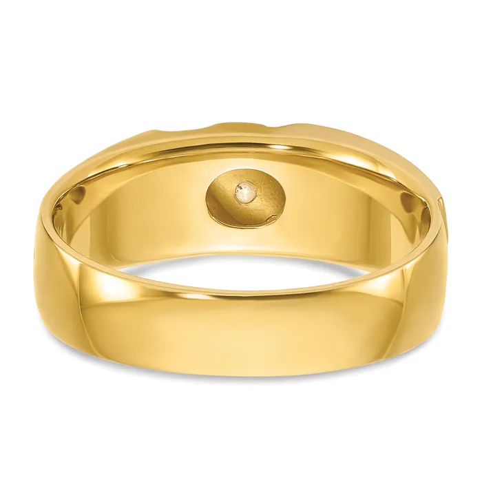 Goldia Rings 14k Twotone Two Tone 16 Ct Lab Grown Diamond VSSI G Polished Satin and Grooved Mens Ring