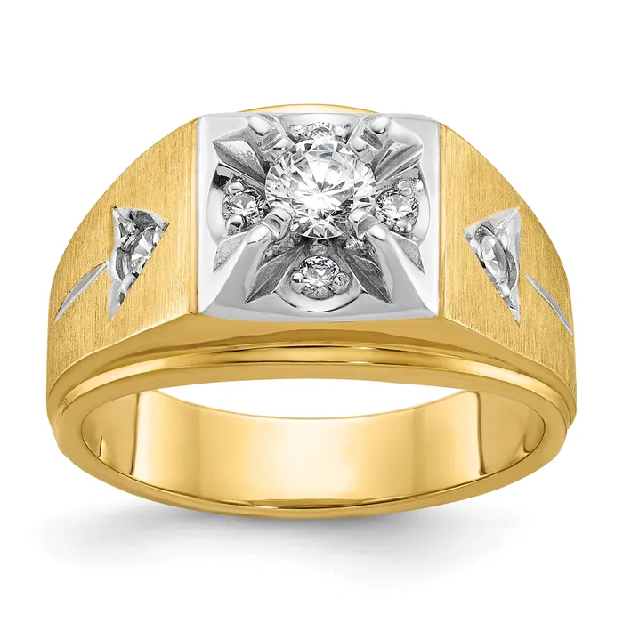 Goldia Rings 14k Twotone Two Tone 34 Ct Lab Grown Diamond VSSI G Polished and Satin Mens Ring Goldia Rings 14k Twotone Two Tone 34 Ct Lab Grown Diamond VSSI G Polished and Satin Mens Ring