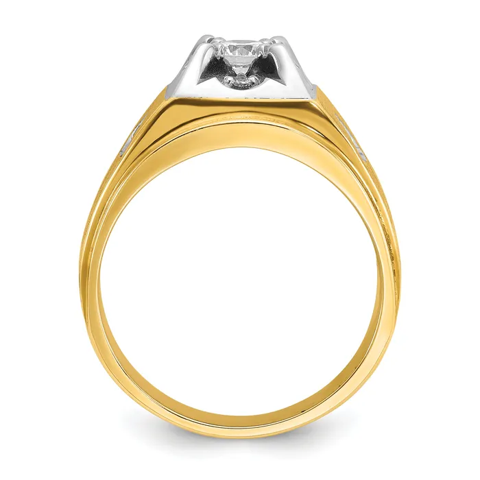 Goldia Rings 14k Twotone Two Tone 34 Ct Lab Grown Diamond VSSI G Polished and Satin Mens Ring