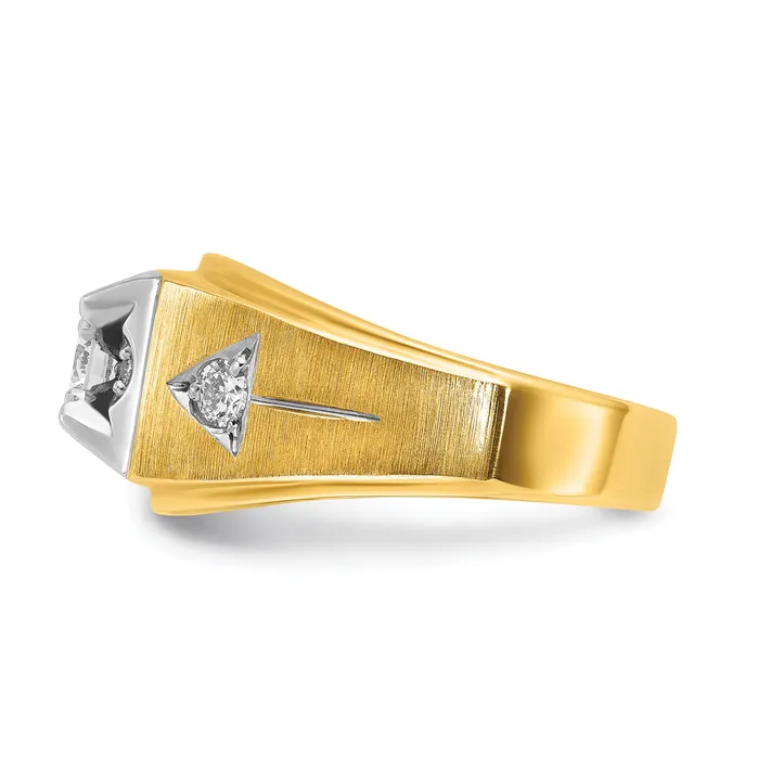 Goldia Rings 14k Twotone Two Tone 34 Ct Lab Grown Diamond VSSI G Polished and Satin Mens Ring