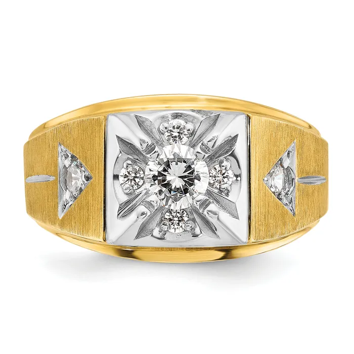 Goldia Rings 14k Twotone Two Tone 34 Ct Lab Grown Diamond VSSI G Polished and Satin Mens Ring