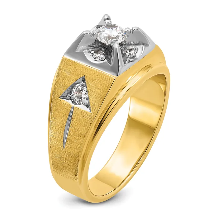 Goldia Rings 14k Twotone Two Tone 34 Ct Lab Grown Diamond VSSI G Polished and Satin Mens Ring
