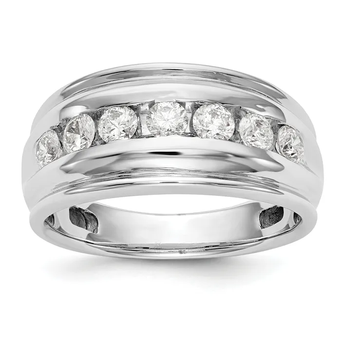 Goldia Rings 14k White Gold 1 Ct Lab Grown Diamond VSSI G Seven Stone Mens Ring Goldia Rings 14k White Gold 1 Ct Lab Grown Diamond VSSI G Seven Stone Mens Ring