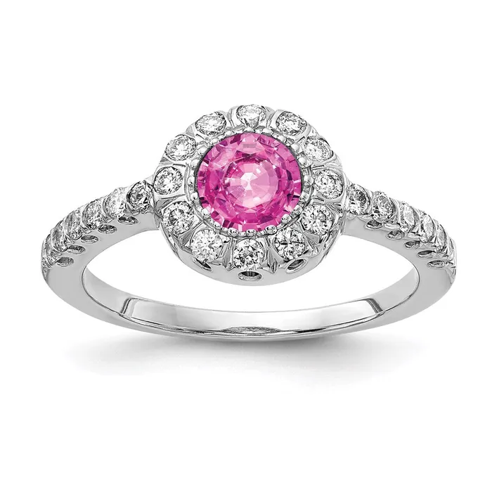 Goldia Rings 14k White Gold 5mm Pink Sapphire A Real Diamond ring