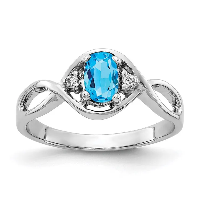 Goldia Rings 14k White Gold 6x4mm Oval Blue Topaz Checker VS Real Diamond ring Goldia Rings 14k White Gold 6x4mm Oval Blue Topaz Checker VS Real Diamond ring