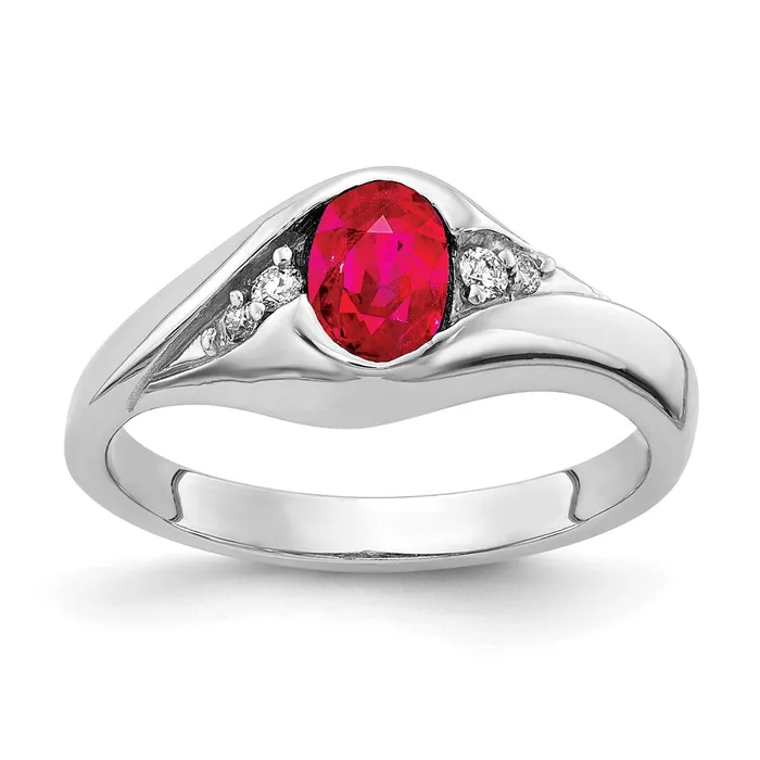 Goldia Rings 14k White Gold 6x4mm Oval Ruby A Real Diamond ring