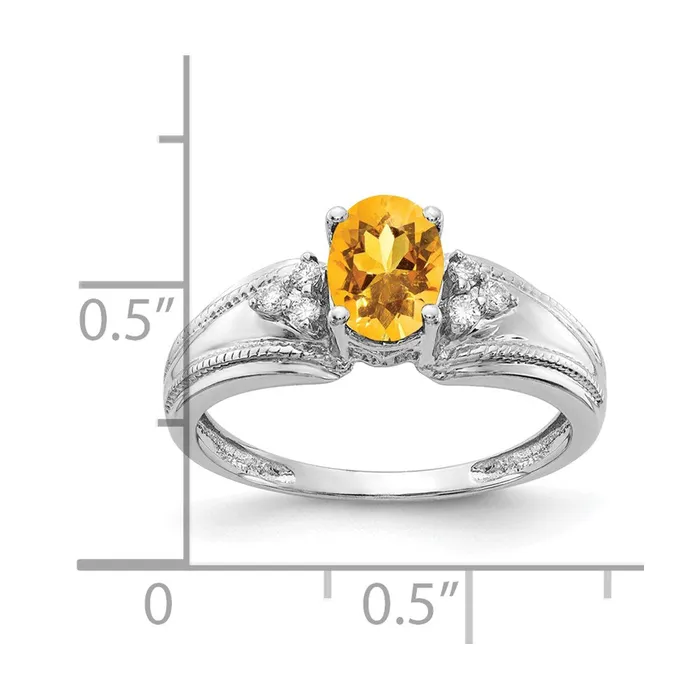 Goldia Rings 14k White Gold 7x5mm Oval Citrine A Real Diamond ring