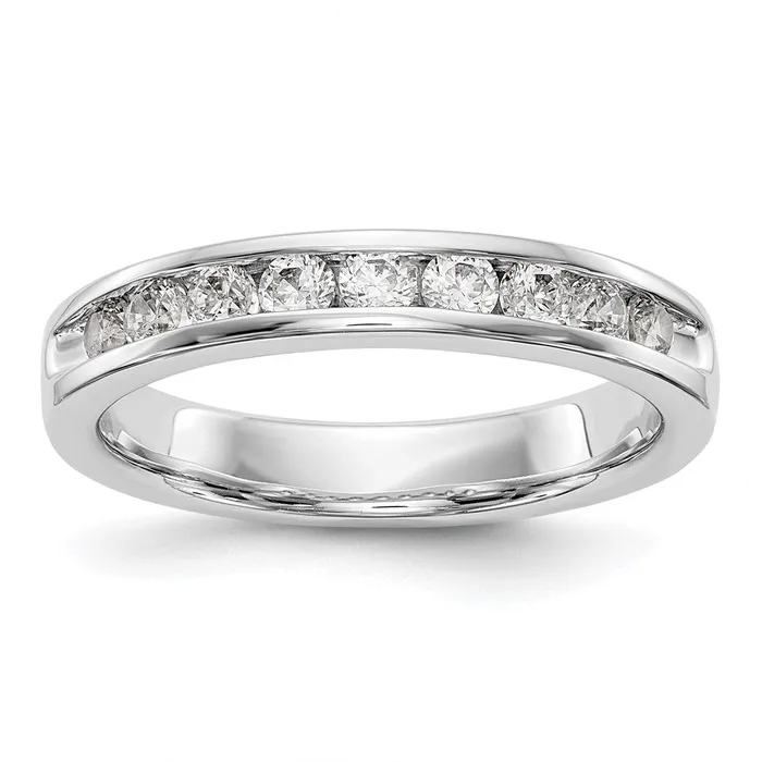 Goldia Rings 14k White Gold 9Stone 12 carat Round Diamond Complete Channel Band