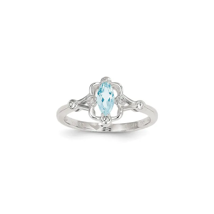 Goldia Rings 14k White Gold Aquamarine Diamond Ring