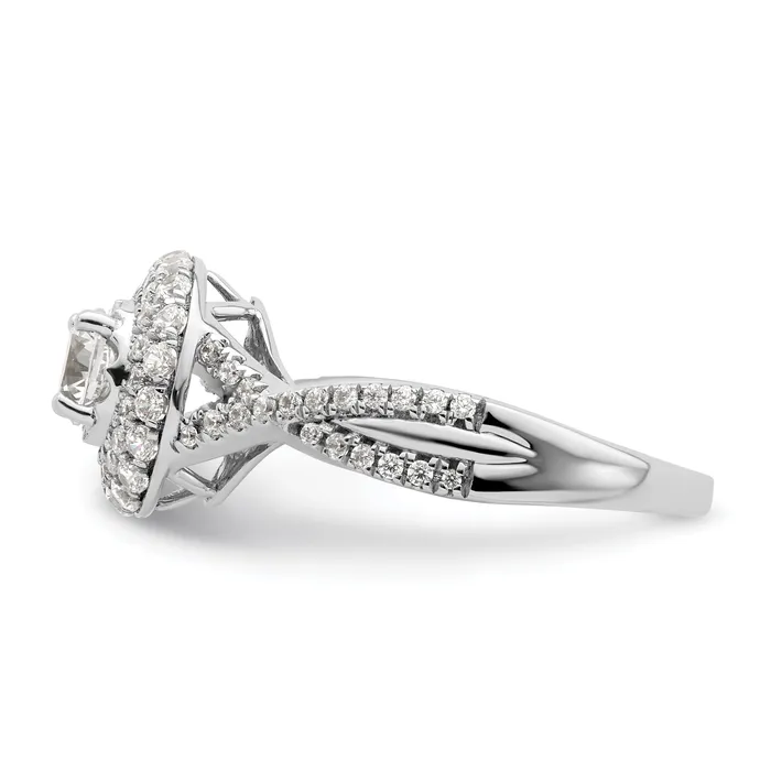 Goldia Rings 14K White Gold Eternal Promise Lab Grown VSSI G Diamond Halo Ring