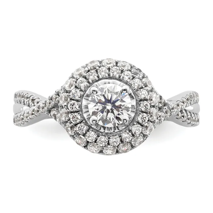 Goldia Rings 14K White Gold Eternal Promise Lab Grown VSSI G Diamond Halo Ring