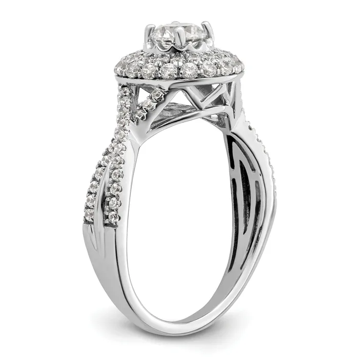 Goldia Rings 14K White Gold Eternal Promise Lab Grown VSSI G Diamond Halo Ring