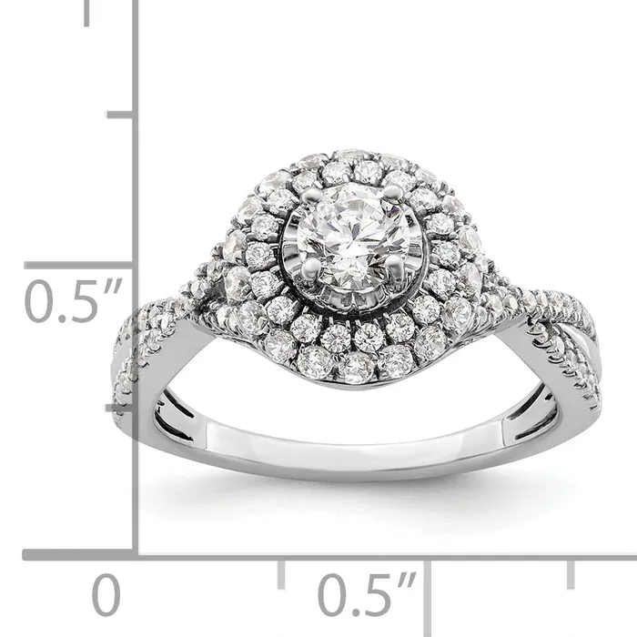 Goldia Rings 14K White Gold Eternal Promise Lab Grown VSSI G Diamond Halo Ring