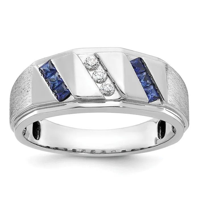 Goldia Rings 14k White Gold Mens Satin SapphireDiamond Ring Mounting