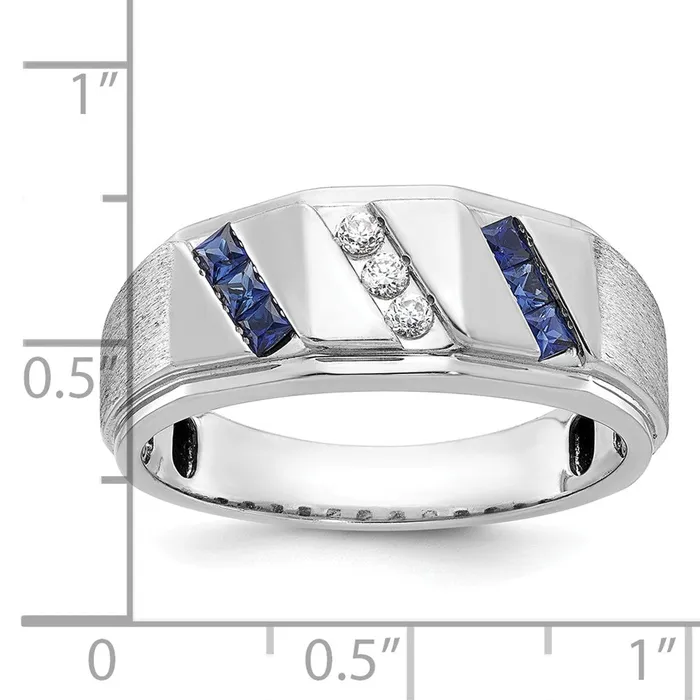 Goldia Rings 14k White Gold Mens Satin SapphireDiamond Ring Mounting