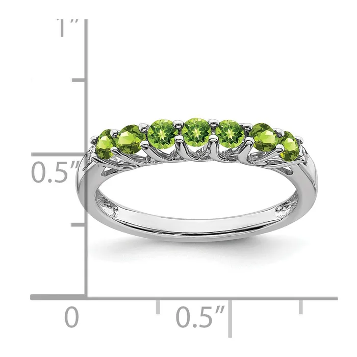Goldia Rings 14k White Gold Peridot and Real Diamond 7stone Ring