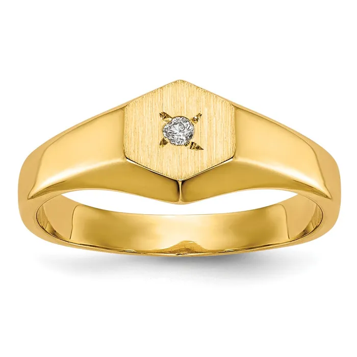 Goldia Rings 14k Yellow Gold Childs VS Diamond Open Back Signet Ring