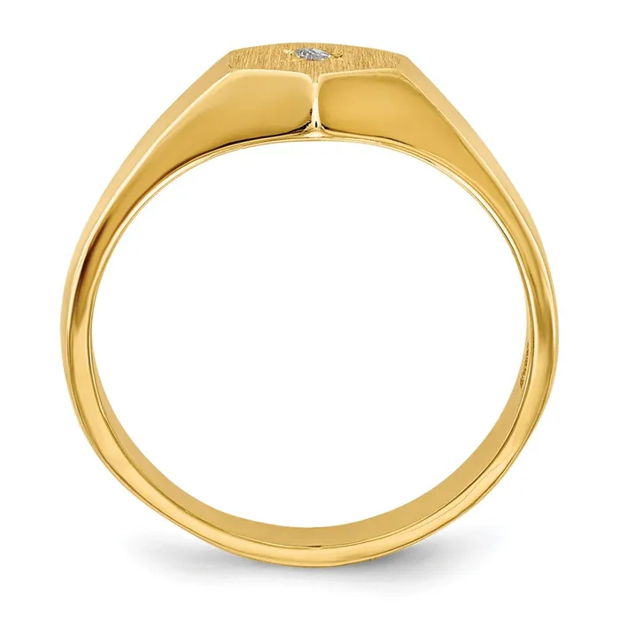Goldia Rings 14k Yellow Gold Childs VS Diamond Open Back Signet Ring
