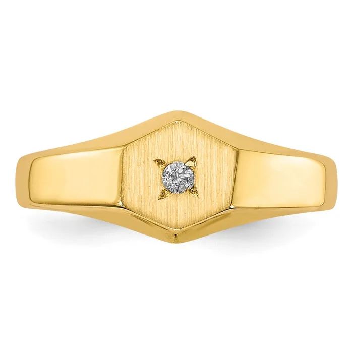 Goldia Rings 14k Yellow Gold Childs VS Diamond Open Back Signet Ring