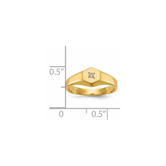 Goldia Rings 14k Yellow Gold Childs VS Diamond Open Back Signet Ring