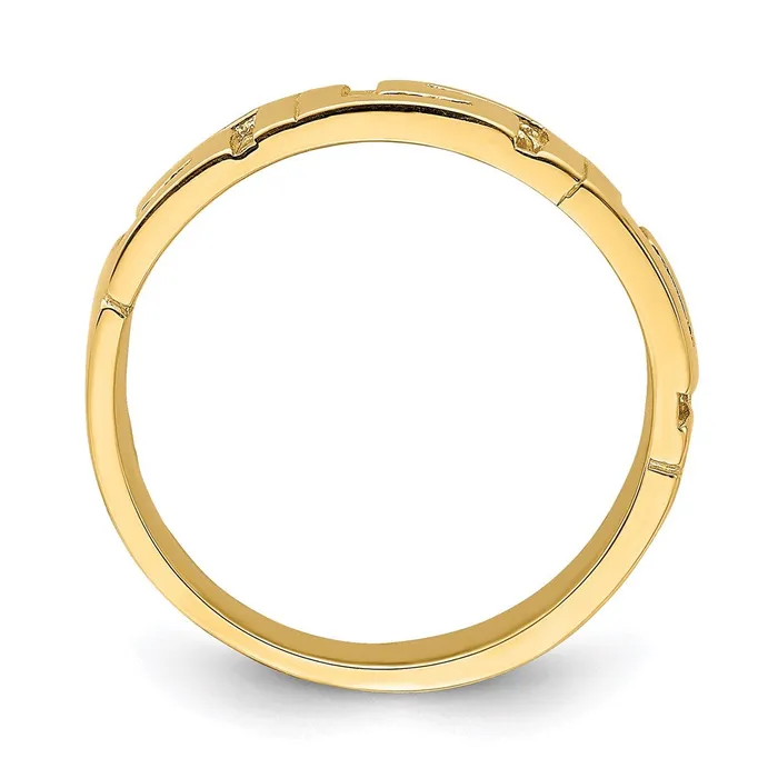 Goldia Rings 14K Yellow Gold Greek Key Band w Tapered Shank Ring