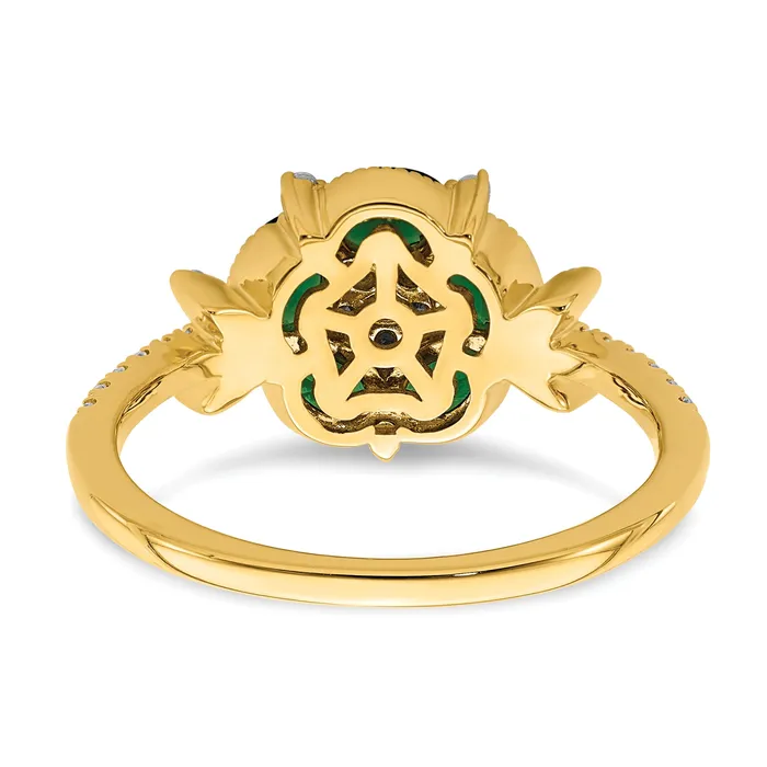 Goldia Rings 14k Yellow Gold Lab Grown Diamond and Lab Created Emerald Floral Ring