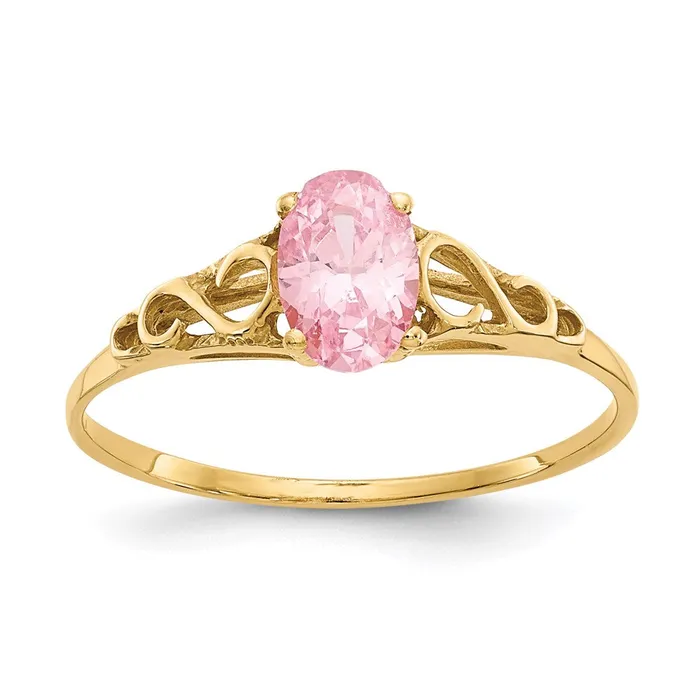 Goldia Rings 14K Yellow Gold Madi K Synthetic Rose Zircon Ring