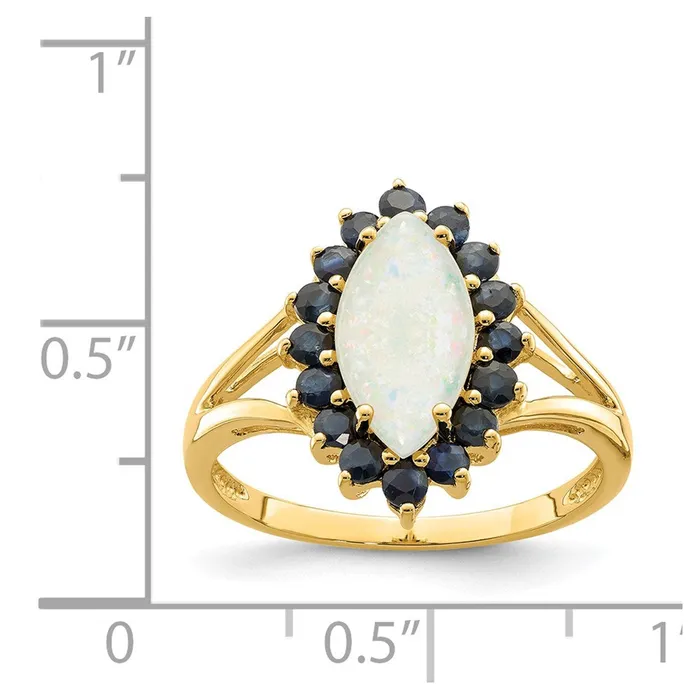 Goldia Rings 14K Yellow Gold Opal and Sapphire Ring