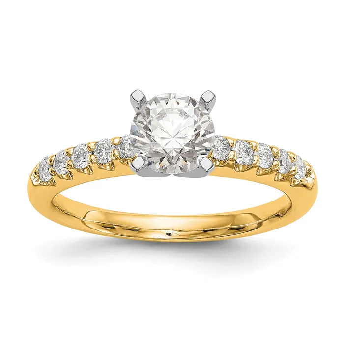 Goldia Rings 14k Yellow Gold Two Tone 14 Ct Lab Grown Diamond VSSI G Peg Set Engagement Ring Goldia Rings 14k Yellow Gold Two Tone 14 Ct Lab Grown Diamond VSSI G Peg Set Engagement Ring