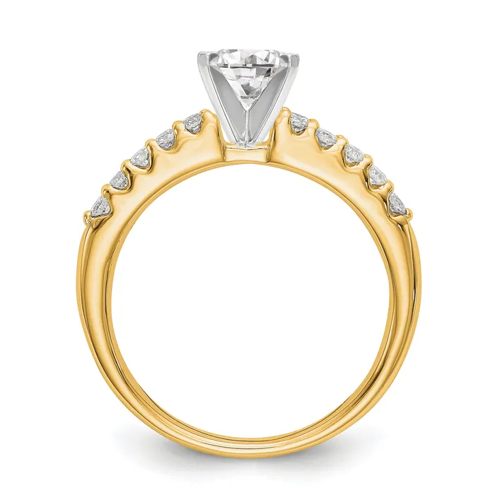 Goldia Rings 14k Yellow Gold Two Tone 14 Ct Lab Grown Diamond VSSI G Peg Set Engagement Ring