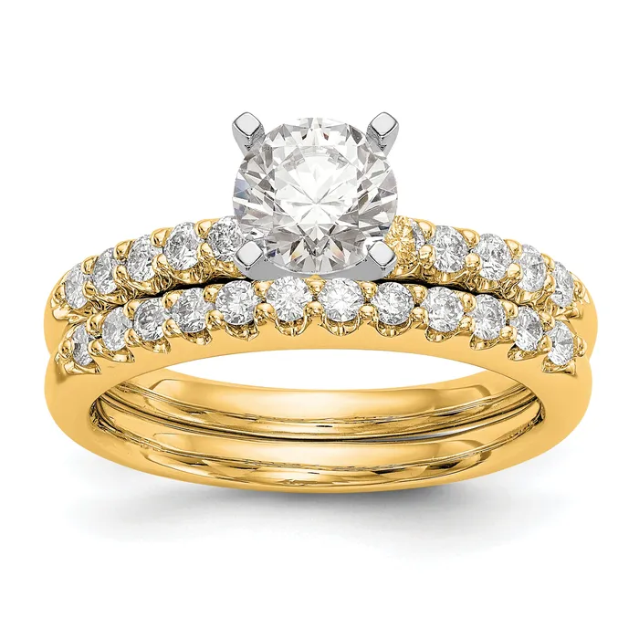 Goldia Rings 14k Yellow Gold Two Tone 14 Ct Lab Grown Diamond VSSI G Peg Set Engagement Ring
