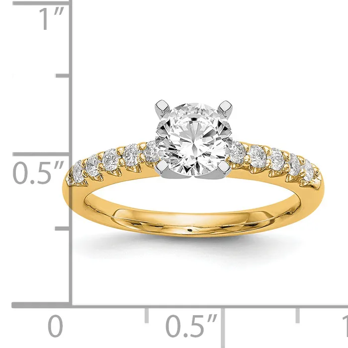 Goldia Rings 14k Yellow Gold Two Tone 14 Ct Lab Grown Diamond VSSI G Peg Set Engagement Ring
