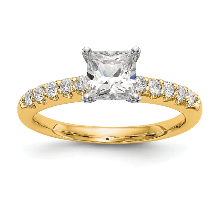 Goldia Rings 14k Yellow Gold Two Tone 14 Ct Lab Grown Diamond VSSI G Peg Set Engagement Ring