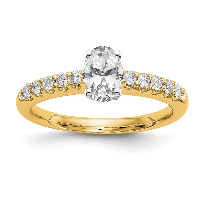 Goldia Rings 14k Yellow Gold Two Tone 14 Ct Lab Grown Diamond VSSI G Peg Set Engagement Ring