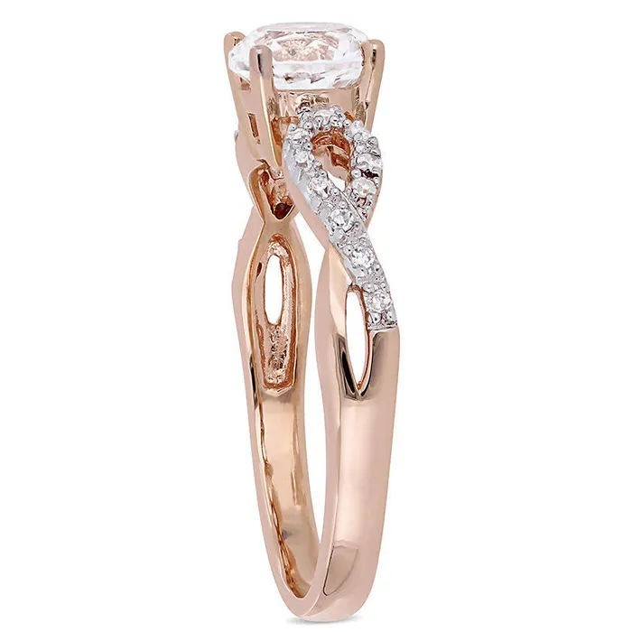 Goldia Rings 60mm LabCreated White Sapphire and 007 CT TW Diamond Infinity Shank Engagement Ring in Solid 10K Rose Gold Goldia Rings 60mm LabCreated White Sapphire and 007 CT TW Diamond Infinity Shank Engagement Ring in Solid 10K Rose Gold