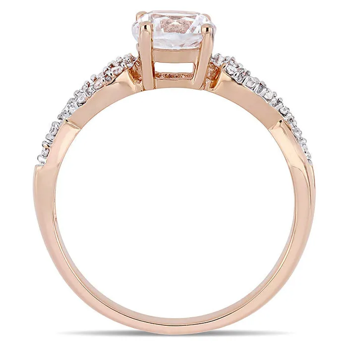 Goldia Rings 60mm LabCreated White Sapphire and 007 CT TW Diamond Infinity Shank Engagement Ring in Solid 10K Rose Gold Goldia Rings 60mm LabCreated White Sapphire and 007 CT TW Diamond Infinity Shank Engagement Ring in Solid 10K Rose Gold