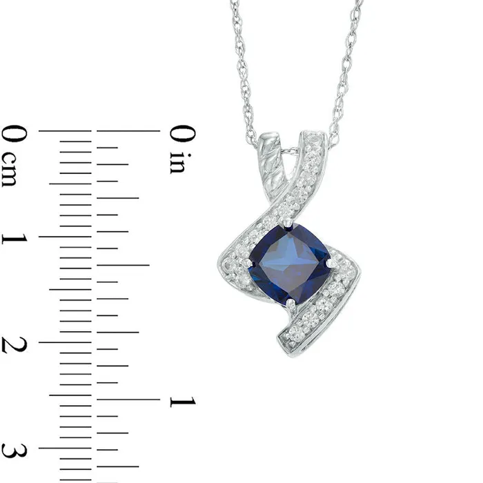 Goldia Rings 70mm CushionCut LabCreated Blue and White Sapphire Bypass Pendant in Sterling Silver Goldia Rings 70mm CushionCut LabCreated Blue and White Sapphire Bypass Pendant in Sterling Silver