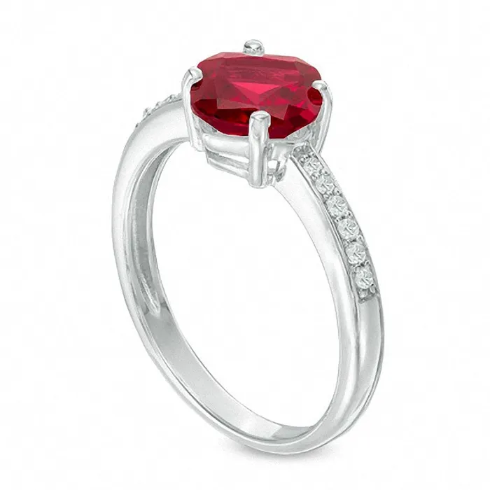 Goldia Rings 70mm CushionCut LabCreated Ruby and White Sapphire Ring in Sterling Silver Goldia Rings 70mm CushionCut LabCreated Ruby and White Sapphire Ring in Sterling Silver
