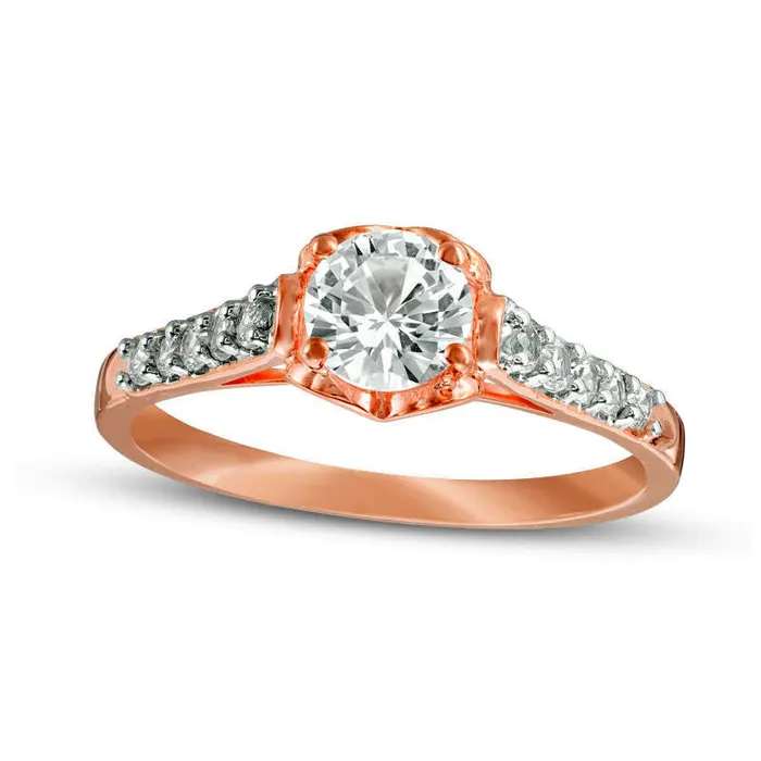 Goldia Rings LabCreated White Sapphire Engagement Ring in Solid 10K Rose Gold Goldia Rings LabCreated White Sapphire Engagement Ring in Solid 10K Rose Gold
