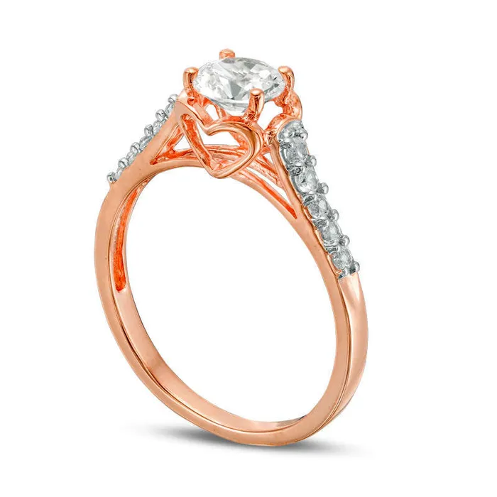 Goldia Rings LabCreated White Sapphire Engagement Ring in Solid 10K Rose Gold Goldia Rings LabCreated White Sapphire Engagement Ring in Solid 10K Rose Gold