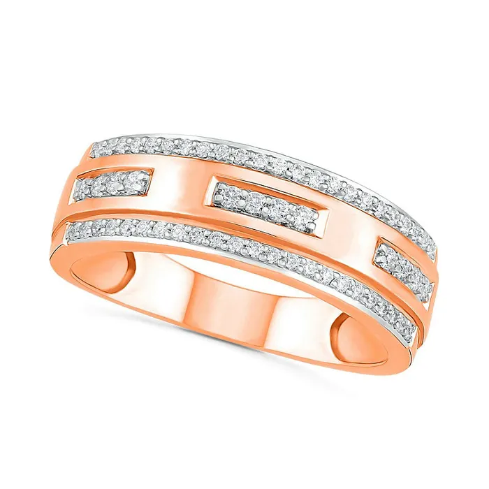 Goldia Rings Mens 038 CT TW Natural Diamond Edge Wedding Band in Solid 10K Rose Gold Goldia Rings Mens 038 CT TW Natural Diamond Edge Wedding Band in Solid 10K Rose Gold