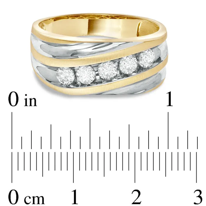 Goldia Rings Mens 050 CT TW Natural Diamond Slant Wedding Band in Solid 14K TwoTone Gold Goldia Rings Mens 050 CT TW Natural Diamond Slant Wedding Band in Solid 14K TwoTone Gold