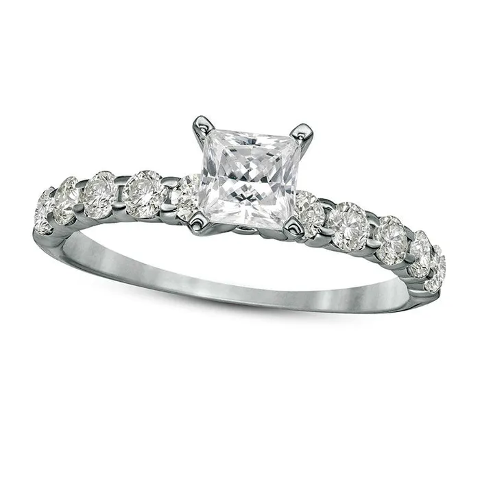 Goldia Rings Previously Owned 10 CT TW PrincessCut Natural Diamond Engagement Ring in Solid 14K White Gold Goldia Rings Previously Owned 10 CT TW PrincessCut Natural Diamond Engagement Ring in Solid 14K White Gold
