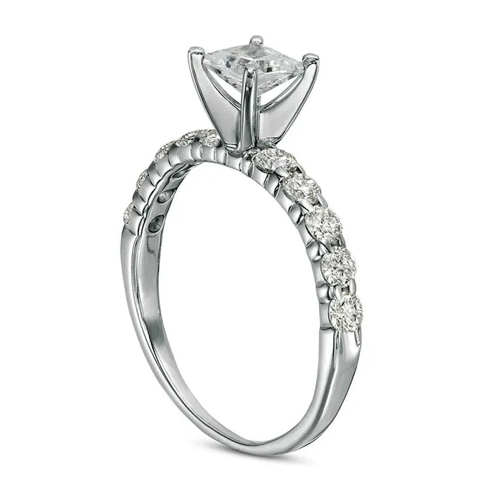 Goldia Rings Previously Owned 10 CT TW PrincessCut Natural Diamond Engagement Ring in Solid 14K White Gold Goldia Rings Previously Owned 10 CT TW PrincessCut Natural Diamond Engagement Ring in Solid 14K White Gold