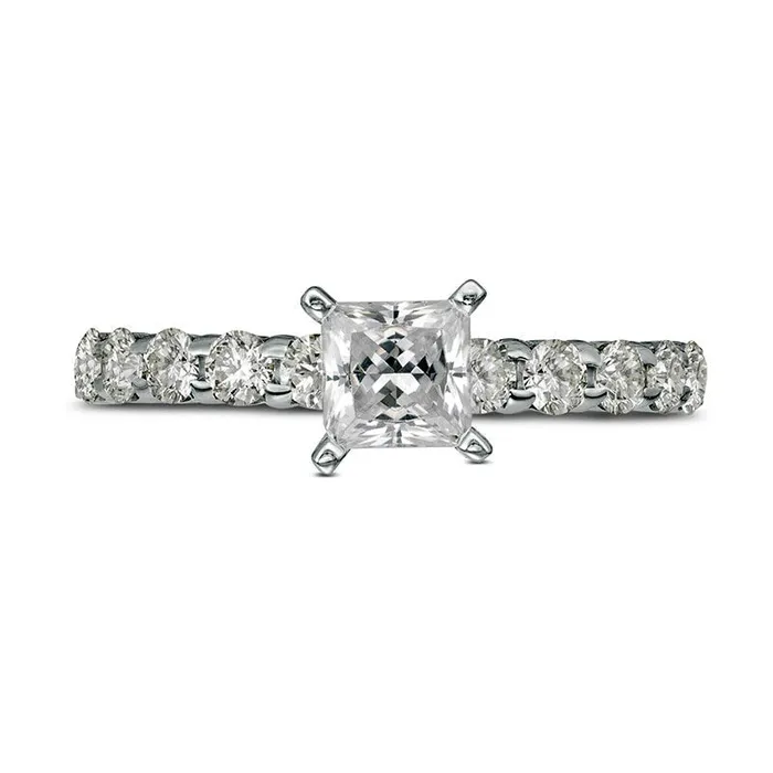 Goldia Rings Previously Owned 10 CT TW PrincessCut Natural Diamond Engagement Ring in Solid 14K White Gold Goldia Rings Previously Owned 10 CT TW PrincessCut Natural Diamond Engagement Ring in Solid 14K White Gold